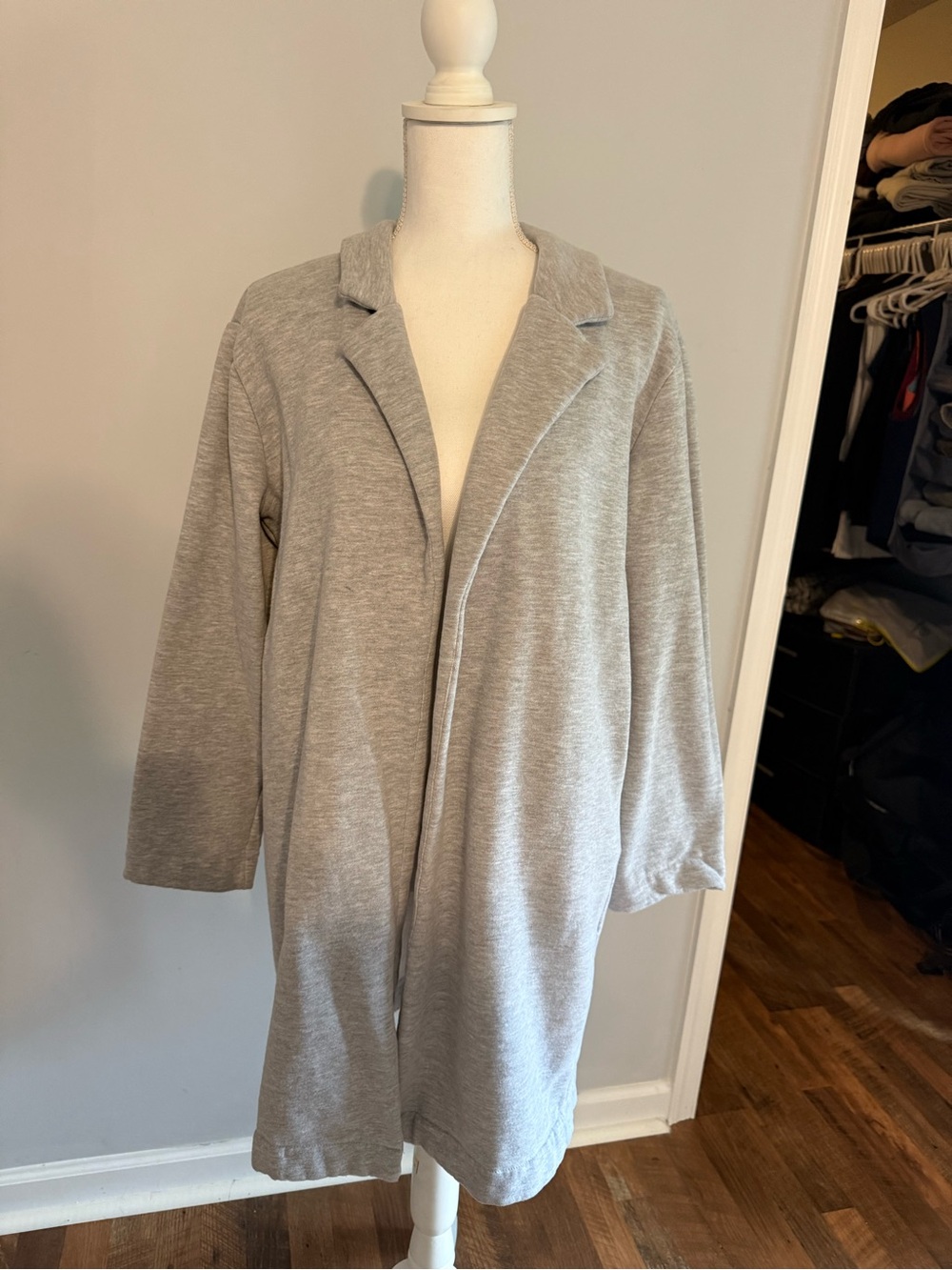 Ultra Flirt Light Gray Open-Front Shirt Jacket